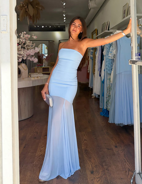 zoa dress blue silver Sky Blue Floor Length Dress | Zoa Dress