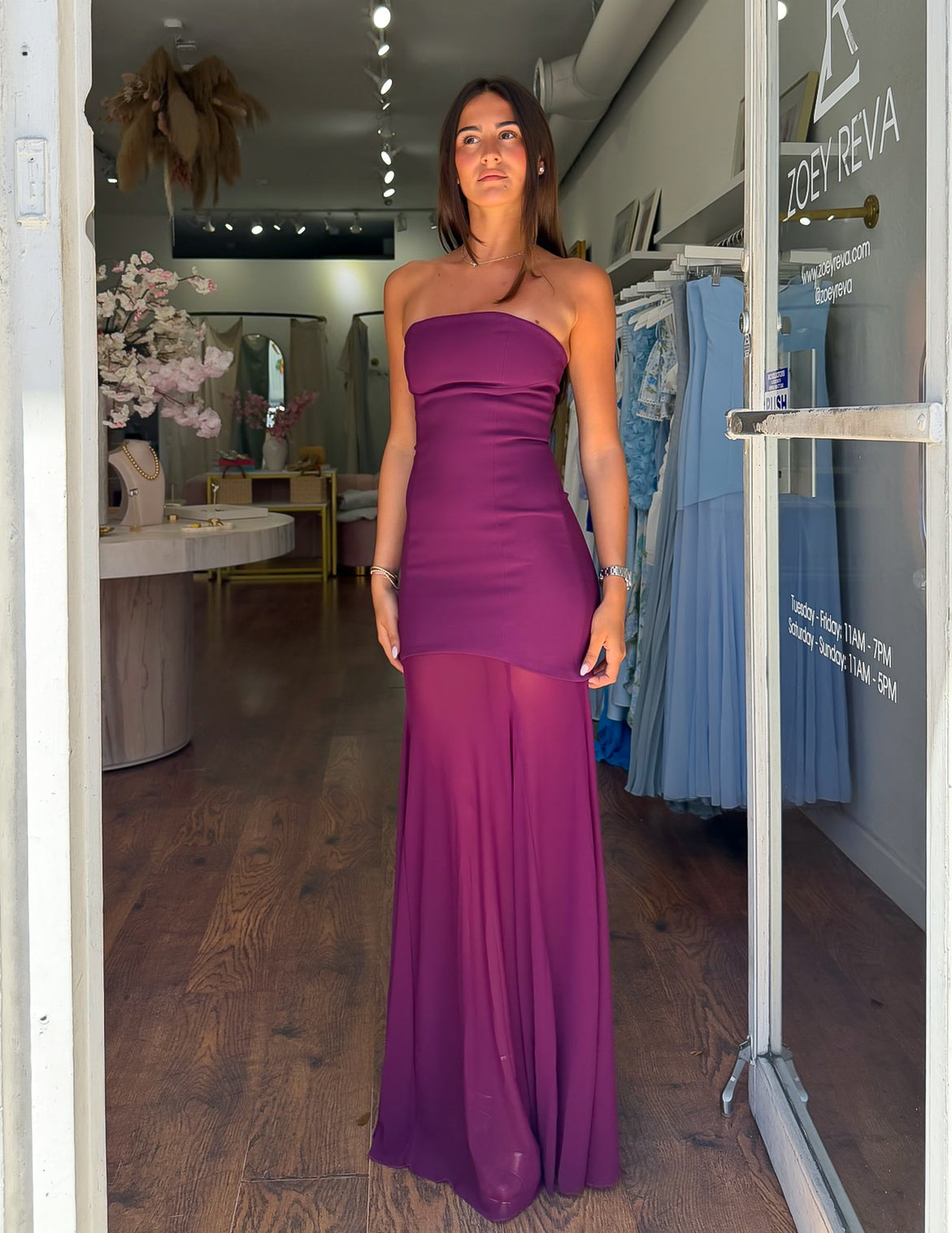 waverly crepe pinstripe maxi dress in purple Cedar City Maxi Dress - DEEP Purple