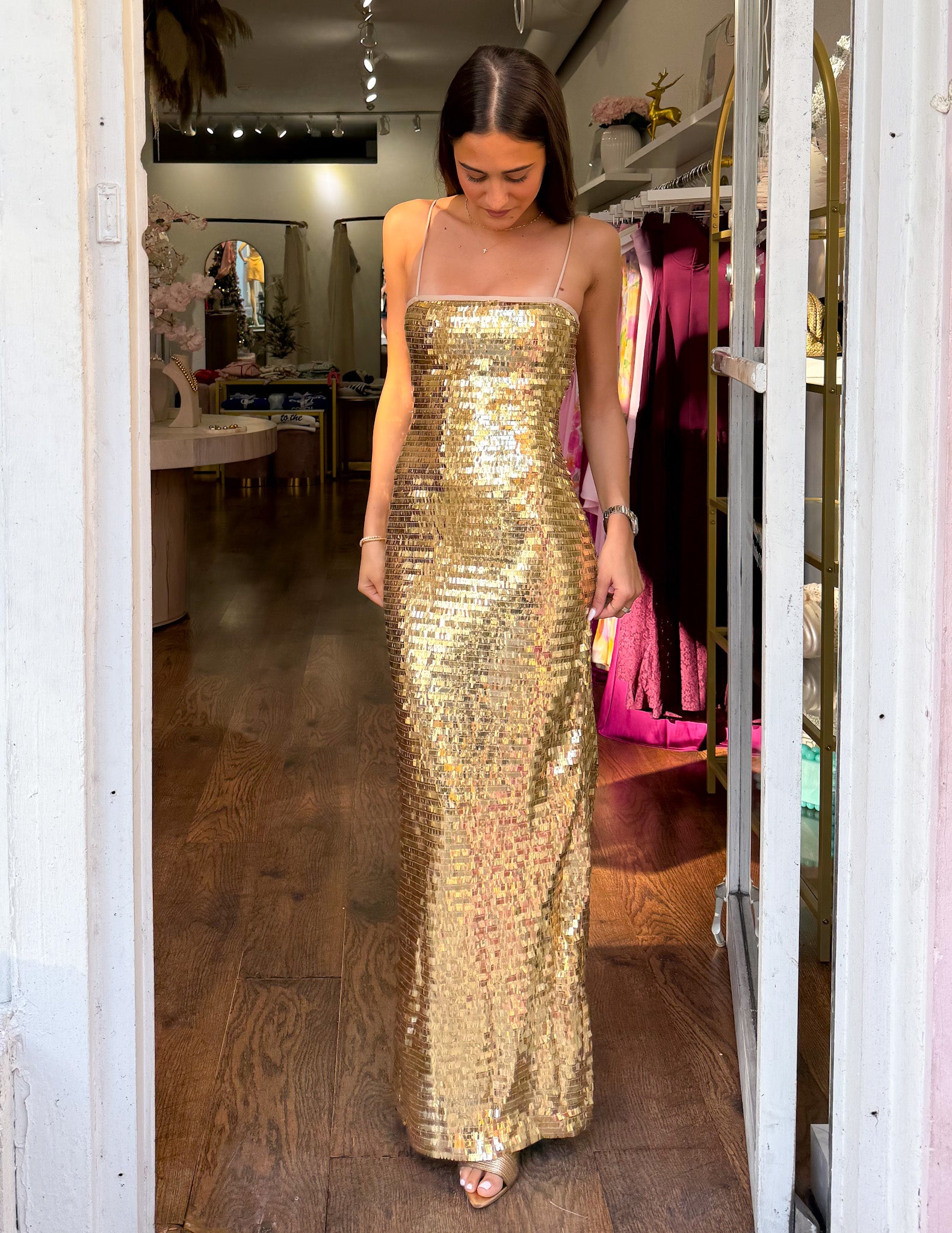 maxi dress sparkle Mew Mews Stanton V Neck Glitter Not lined Material composition Sparkle On Time Sequin Maxi