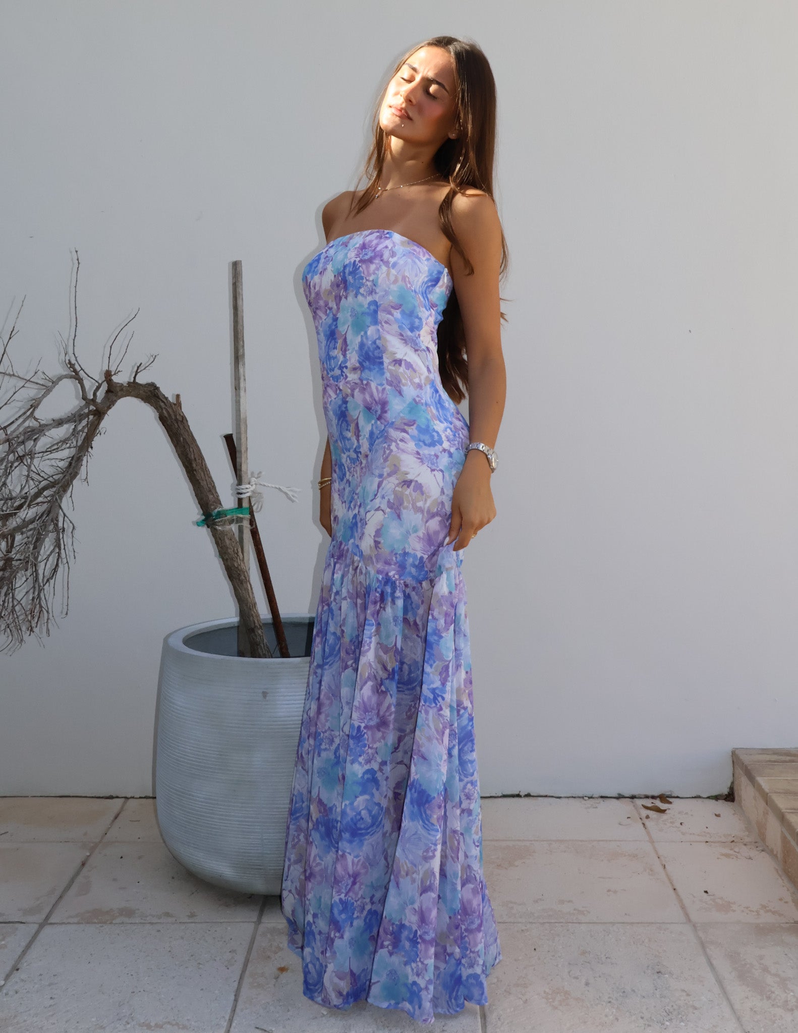 Filomena Floral Dress- Blue Pastel M Filomena Floral Dress- Blue Pastel M