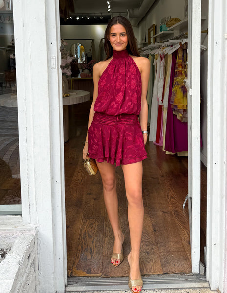 Floral Mini Dress - Wine