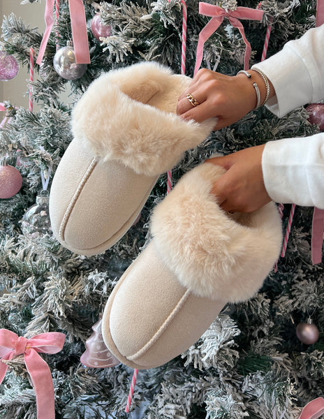Cream Fuzzy Slippers