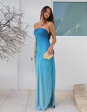 Silky Slip Dress - Blue Ombre