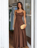 Lina Smocked Maxi - Cocoa