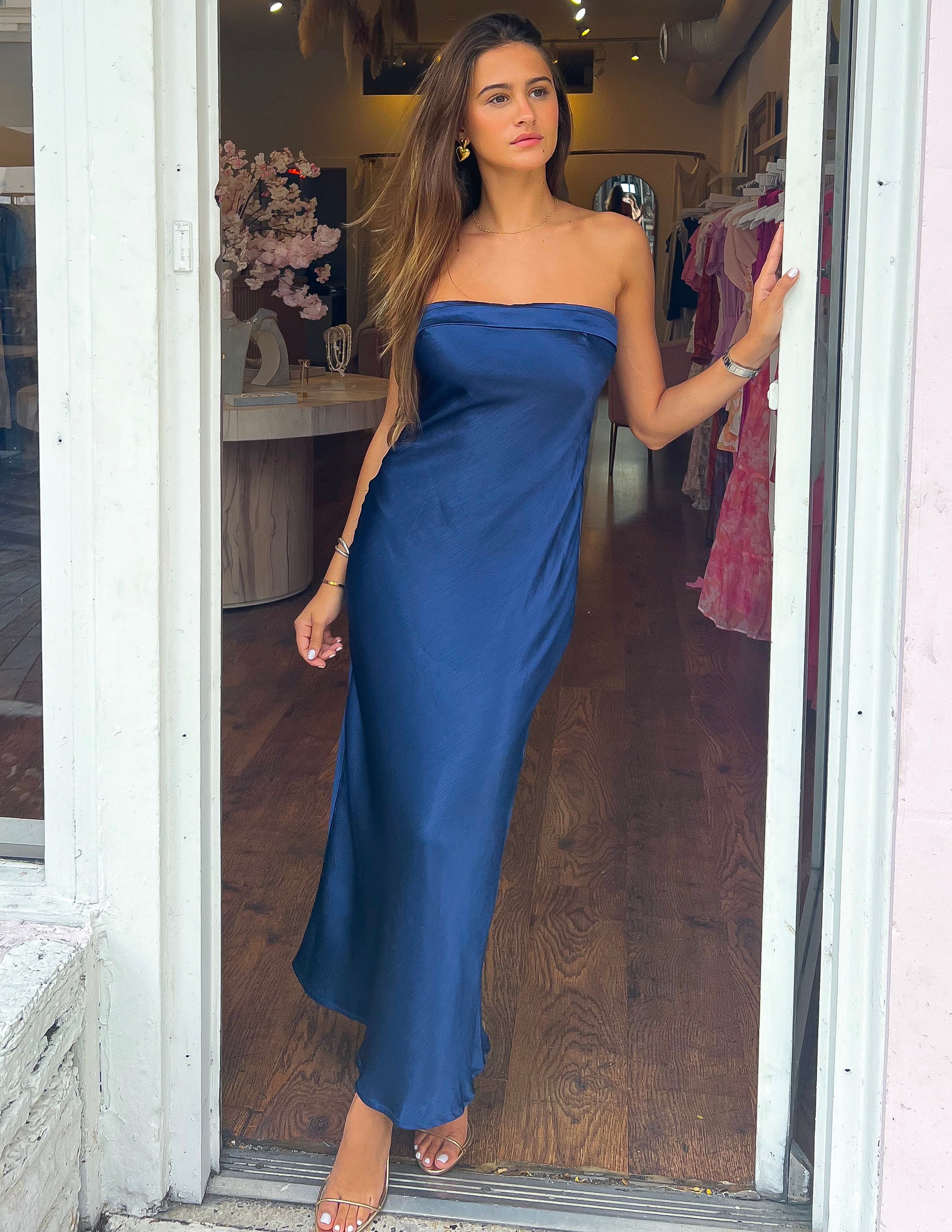 Silky Slip Dress - Navy