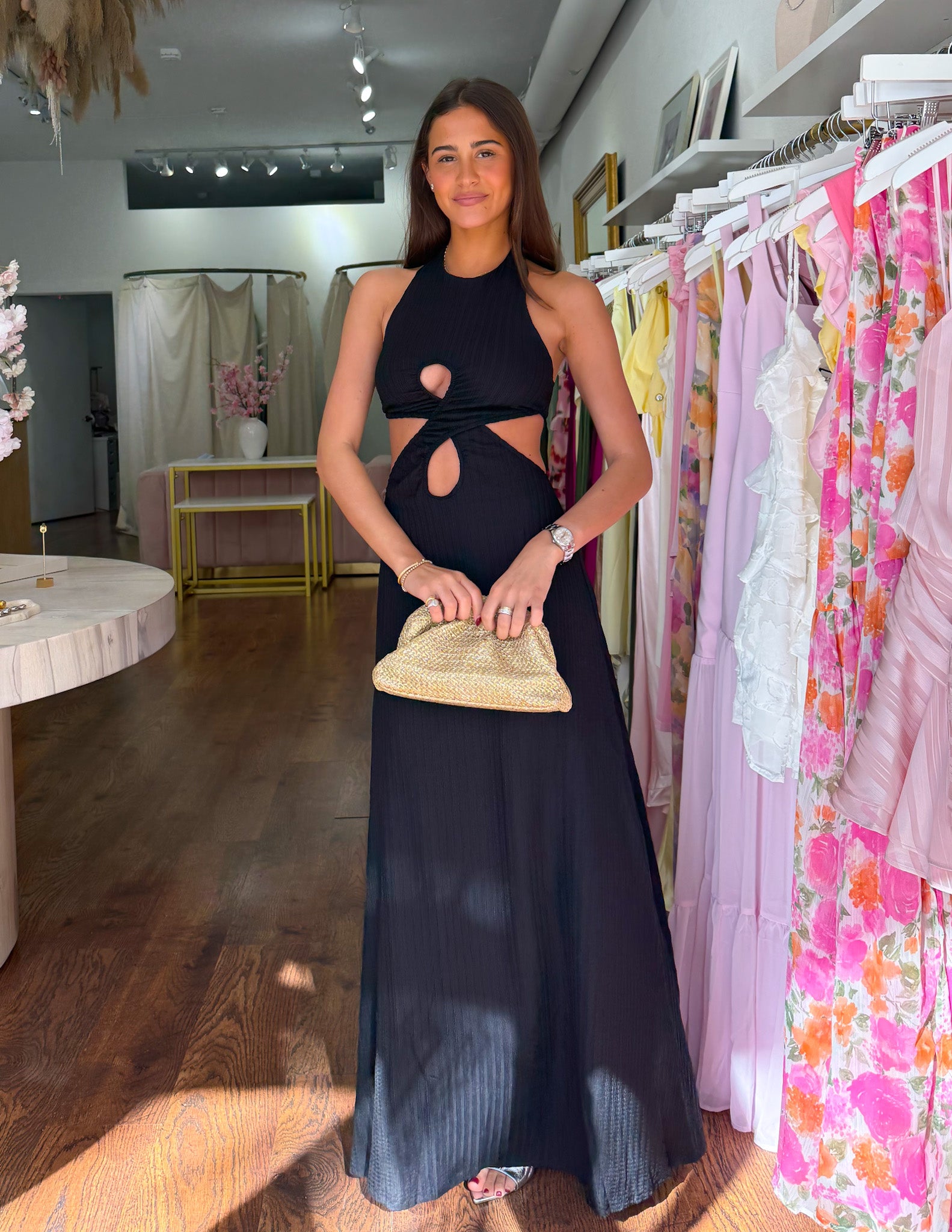 rossa maxi dress V:pm Atelier Rossa Pliss Strap Maxi Dress