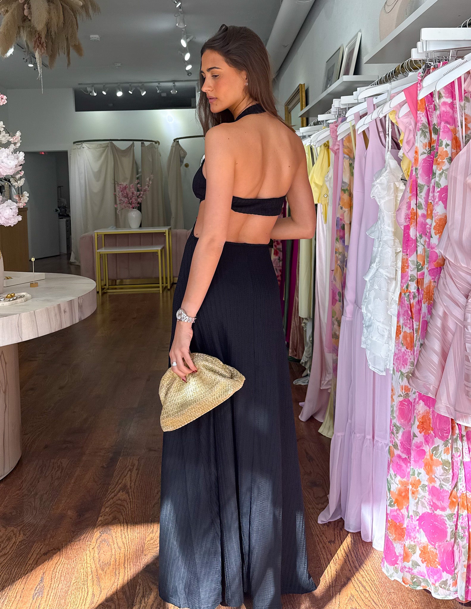 rossa maxi dress ROSSA CUT OUT HALTER MAXI DRESS - White
