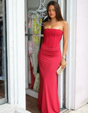 Teila Corset Maxi Dress - Wine