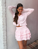 Pointelle Bow Set - Light Pink