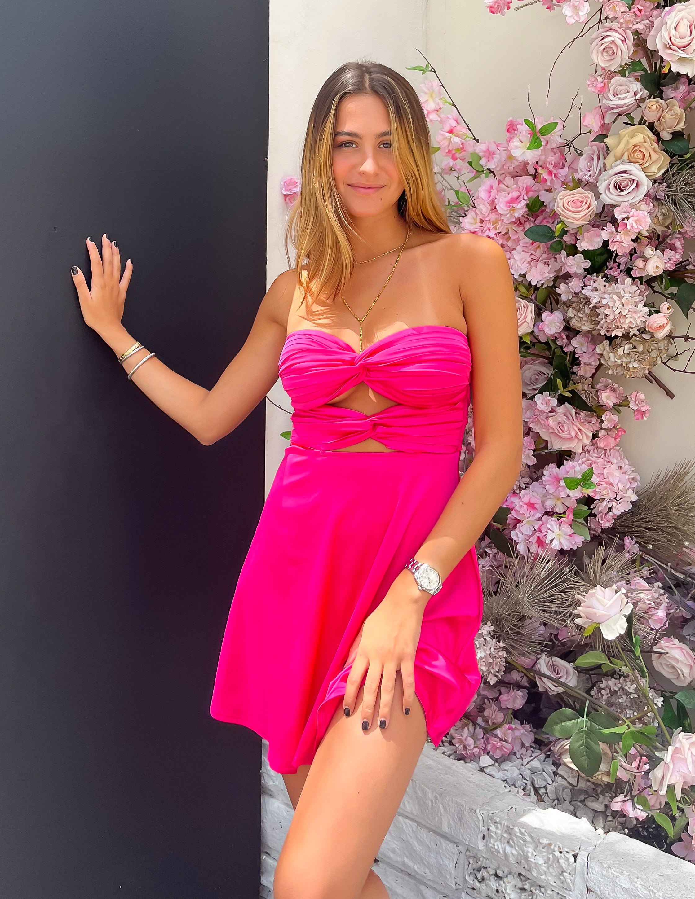 Cabana Nights Mini Dress - Pink