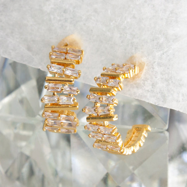 cubic zirconia clear hoops
