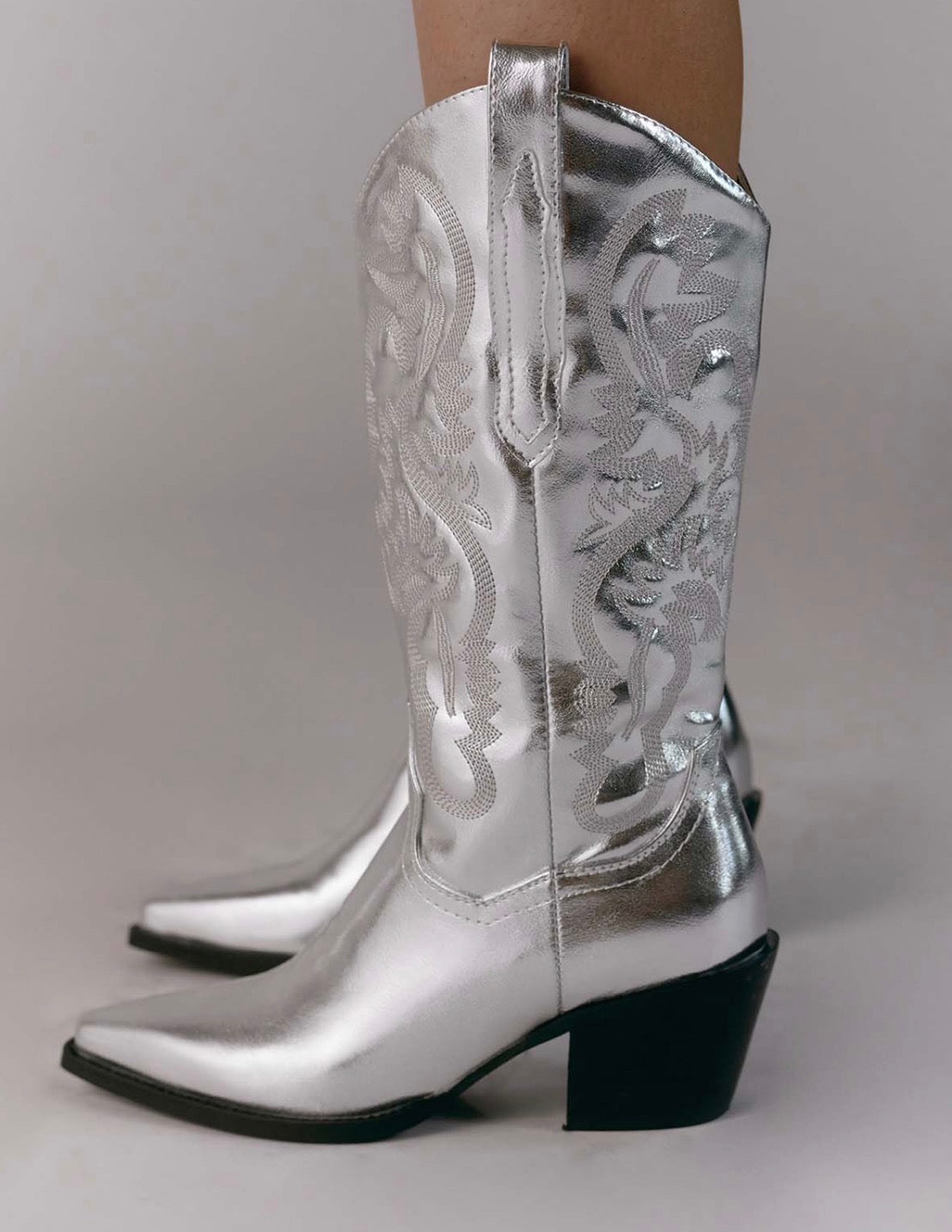 Metallic Silver Cowgirl Boot